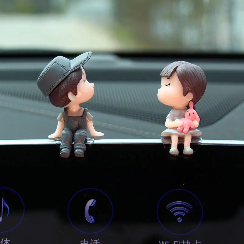 Cute Cartoon Couples Car Decoration - Romantic Dashboard Ornament