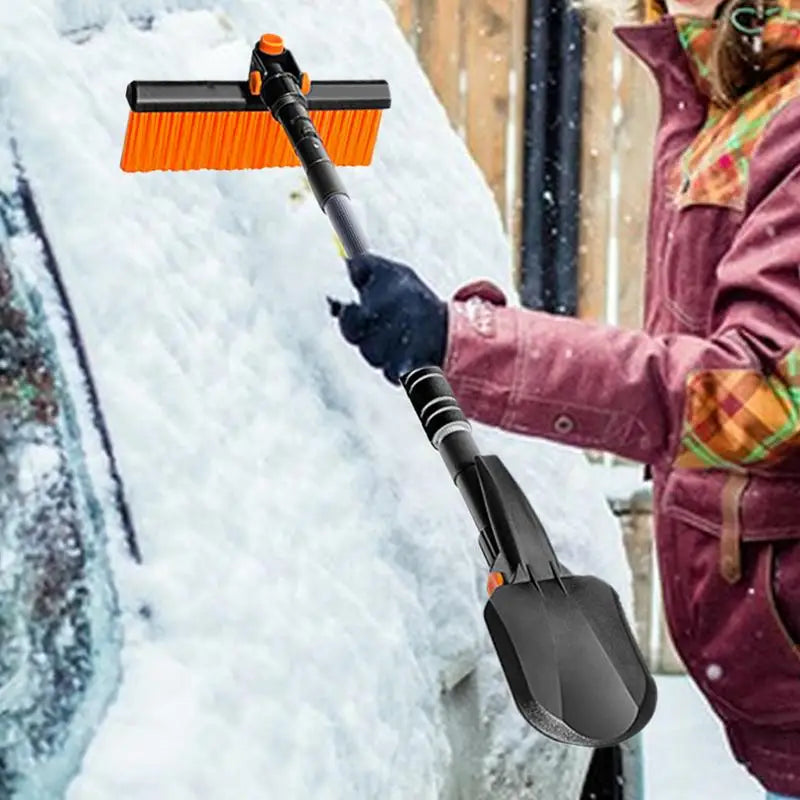 4-in-1 Car Snow Ice Scraper - Extensible Rotatable Multi-Function Tool