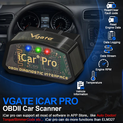Vgate iCar Pro ELM327 V2.3 OBD2 WiFi Bluetooth Car Diagnostic Scanner