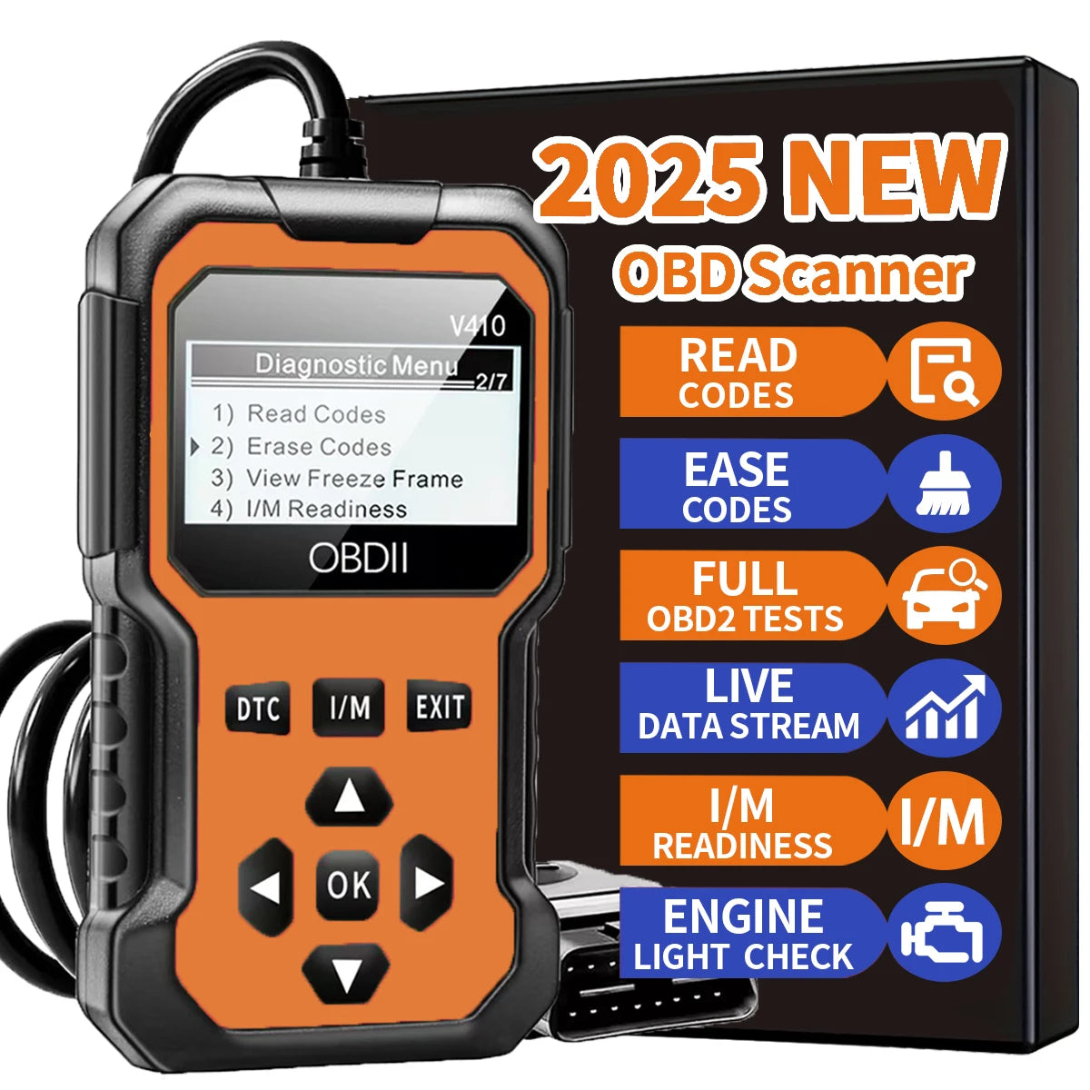 Car OBD2 Scanner - Diagnostic Tool Engine Fault Code Reader