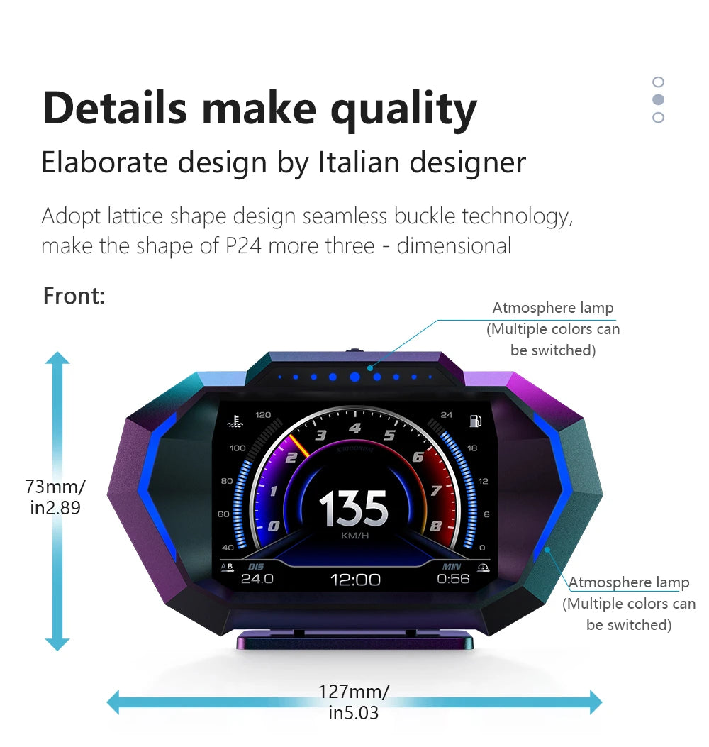 Car HUD Display OBD GPS P24 Digital Speedometer Dashboard Computer