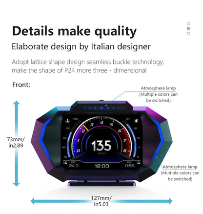 Car HUD Display OBD GPS P24 Digital Speedometer Dashboard Computer