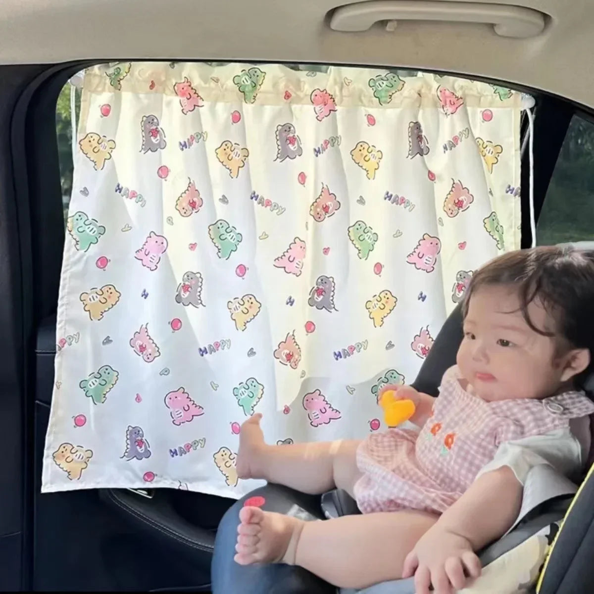 Car Window Sunshade Curtain - Cartoon Suction Cup UV Protection Kids