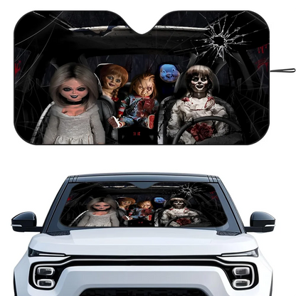 Horror Characters Car Sunshade - Foldable Windshield UV Protection
