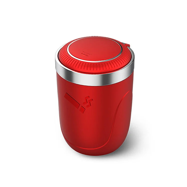 One-Click Car Ashtray with LED Light - Metal Lining & Splash Proof