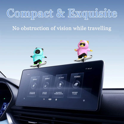 Car Skateboard Bear Decoration - Automatic Sliding Alloy Console Ornament