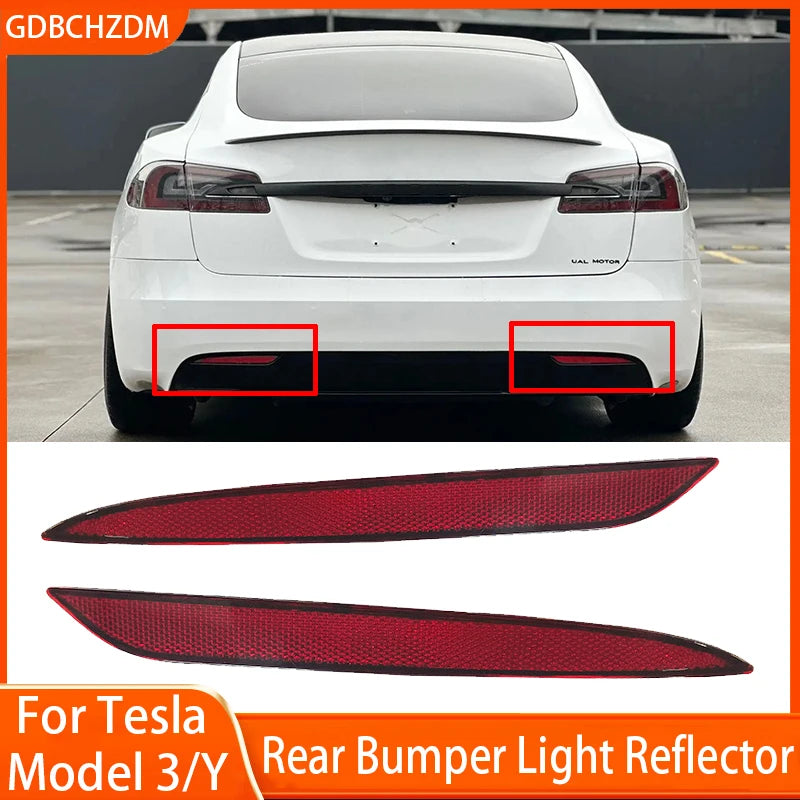 Tesla Model 3/Y/X/S Rear Bumper Reflector - Red Lens Light Cover