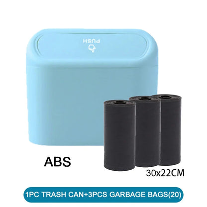 Car Trash Can with Lid - Leak-Proof Mini Waste Container with 300 Bags