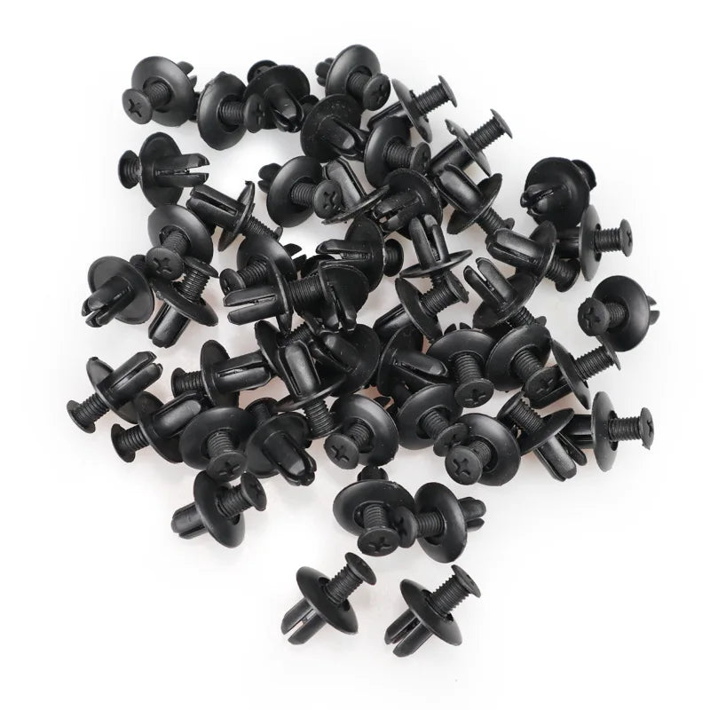8mm Plastic Rivets Fasteners - Car Bumper Fender Clips 30PCS Black