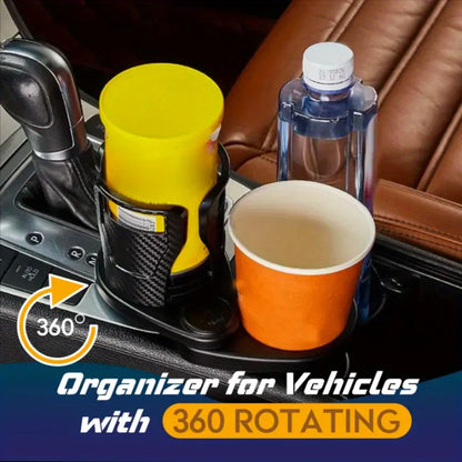 Car Cup Holder Expander - Adjustable Dual Cup Holder with Phone Mount