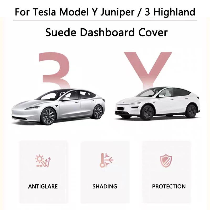 Tesla Model Y Juniper & Model 3 Highland Suede Dashboard Cover - Anti-UV Protection