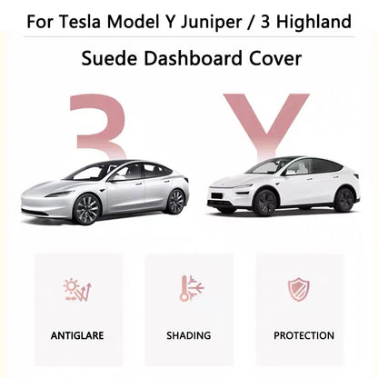 Tesla Model Y Juniper & Model 3 Highland Suede Dashboard Cover - Anti-UV Protection