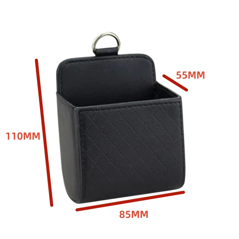 Car Air Vent Storage Bag - Leather Organizer for Phone Keys Sunglasses
