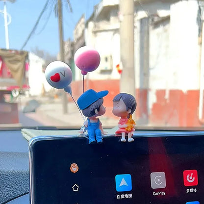 Cute Cartoon Couples Car Decoration - Romantic Dashboard Ornament