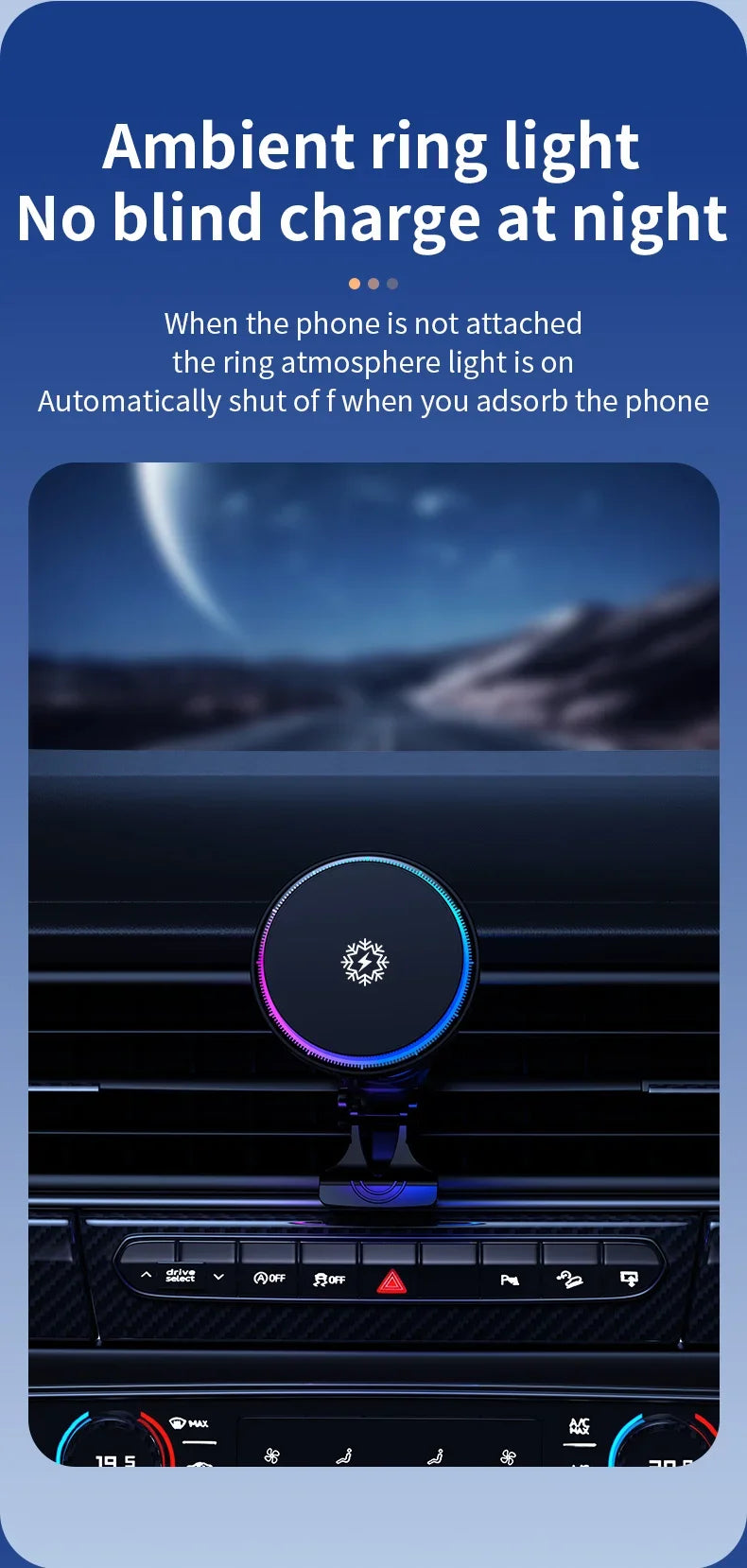 30W Ice Cooling Magnetic Wireless Car Charger - Fast Charging Station for iPhone 15/14/13/12 Pro Max
