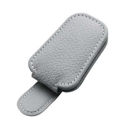 Premium Car Sunglasses Holder - Magnetic Sun Visor Clip with Leather Case for Eyeglasses & Cards