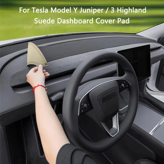 Tesla Model Y Juniper & Model 3 Highland Suede Dashboard Cover - Anti-UV Protection