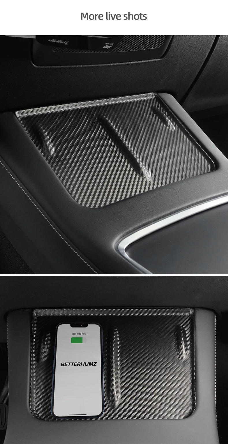 Tesla Model Y Model 3 Carbon Fiber Console - Wireless Charging