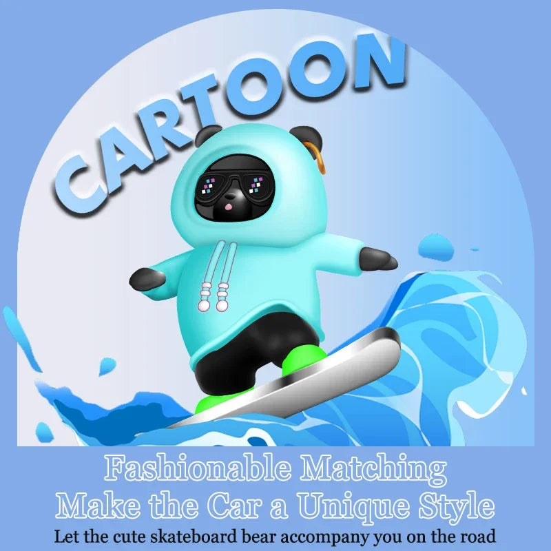 Car Skateboard Bear Decoration - Automatic Sliding Alloy Console Ornament