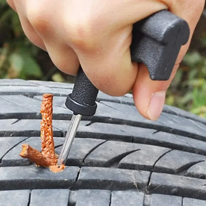 Car Tire Repair Tool Kit - 8 Piece Set with Rubber Strips