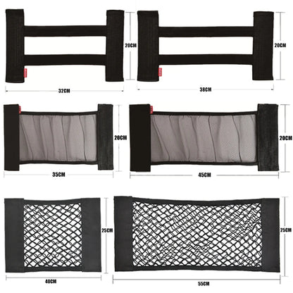 Universal Car Storage Net - Elastic Mesh Organizer for Back Seat & Trunk with Magic Sticker Installation