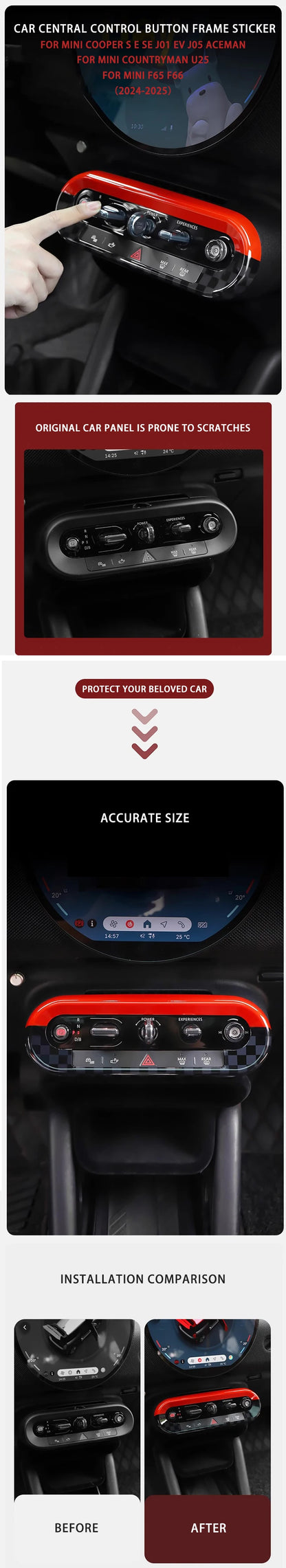 Car Central Control Button Frame Sticker - Mini Countryman 2024-2025