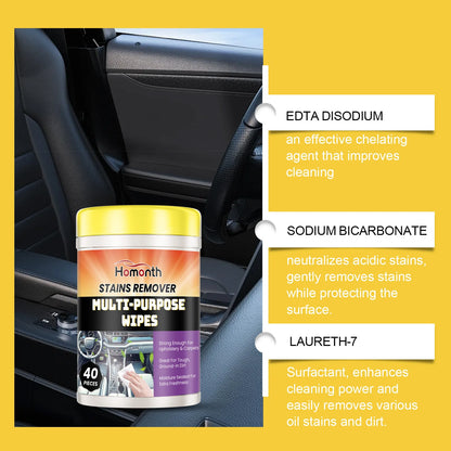 Car Interior Cleaning Wipes - 40pcs Multi-Purpose Dashboard Cleaner
