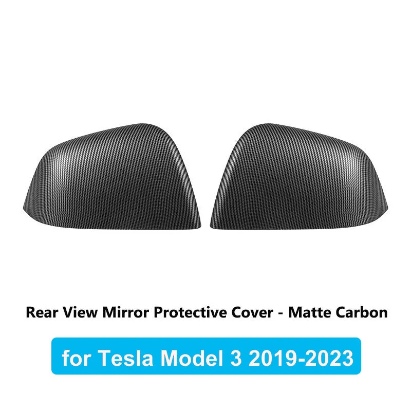 Tesla Model 3 Highland Carbon Fiber Mirror Covers - ABS Matt Carbon