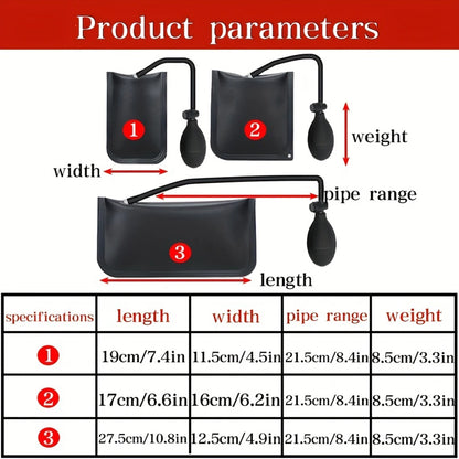 Air Wedge Bag 3-Piece Set - Commercial Grade Inflatable Leveling Kit