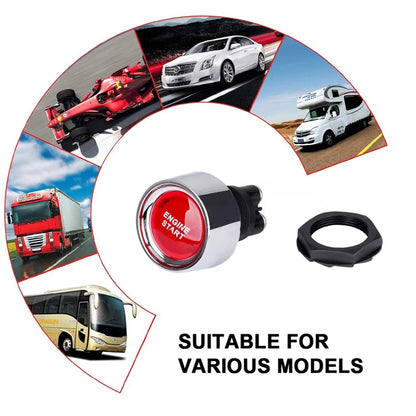 Car Engine Start Ignition Switch - 12V 50A Keyless Push Button Red