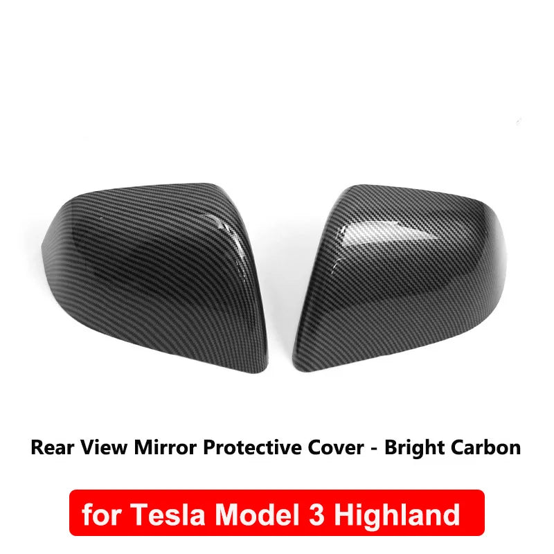 Tesla Model 3 Highland Carbon Fiber Mirror Covers - ABS NEW Light Carbon