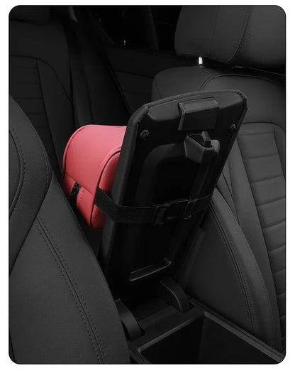 Car Tissue Box Holder - Leather Sun Visor & Console Mount Black