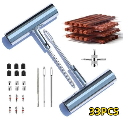 Auto Tire Repair Set 33/57PCS - Heavy Duty Puncture Repair Tools for Car Van Motorcycle