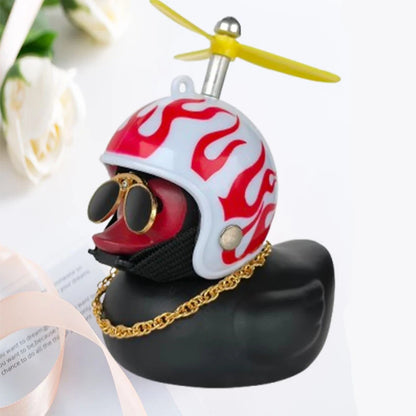 Car Duck with Helmet Wind Pendant - Yellow Duck Bike Accessory