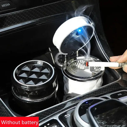 Car Cigarette Ashtray Cup with LED Light & Lid - Portable Detachable