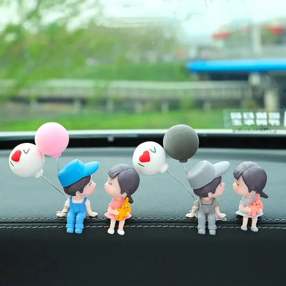 Cute Cartoon Couples Car Decoration Accessories Romantic Figurines Balloon Ornament Auto Interior Dashboard Accessories Gifts