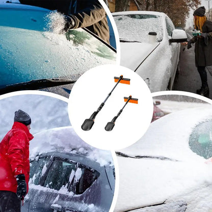 4-in-1 Car Snow Ice Scraper - Extensible Rotatable Multi-Function Tool