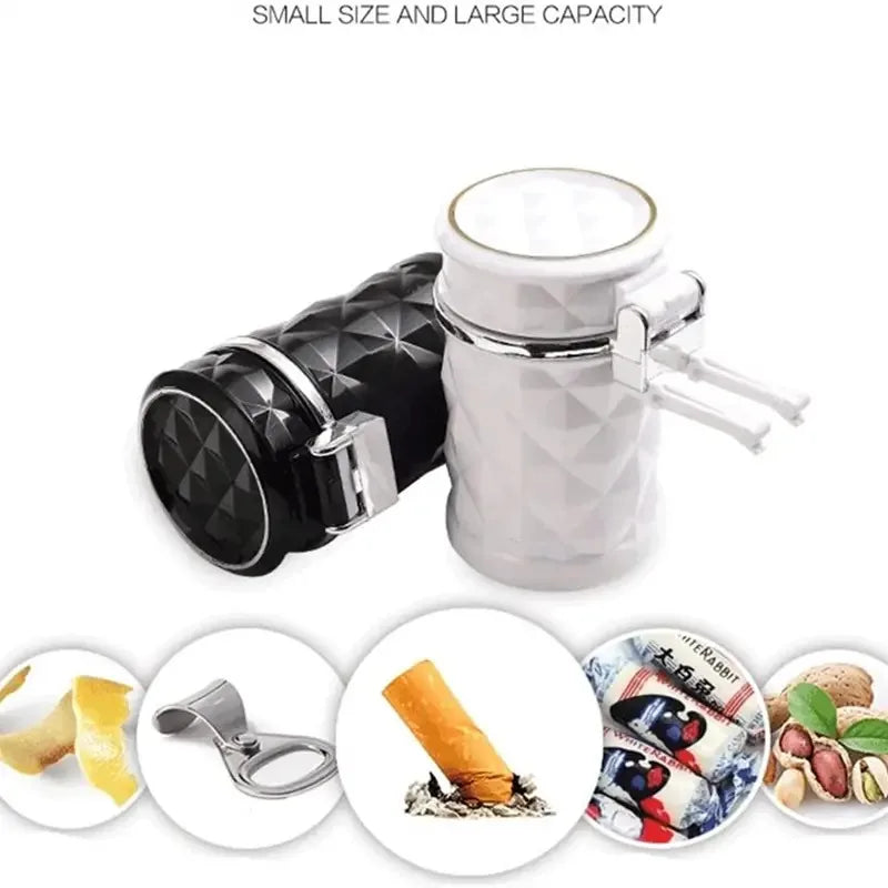 Car Cigarette Ashtray Cup with LED Light & Lid - Portable Detachable