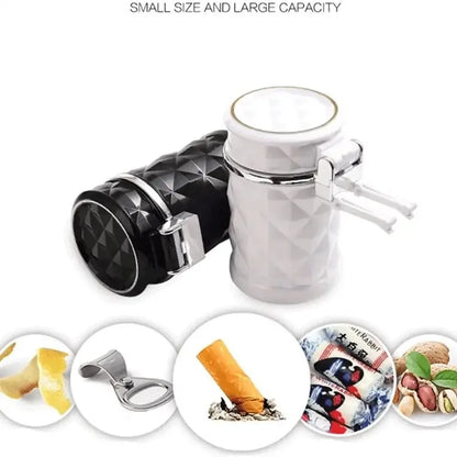 Car Cigarette Ashtray Cup with LED Light & Lid - Portable Detachable