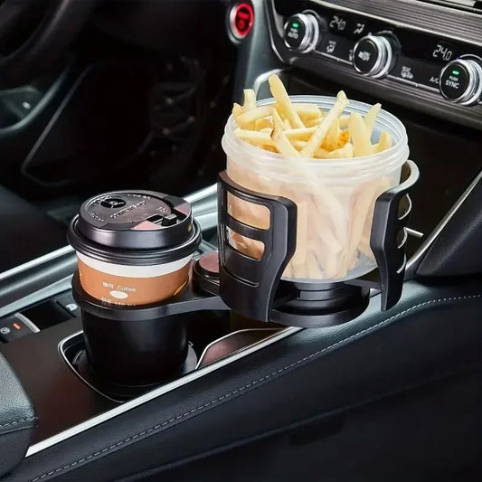 Car Cup Holder Expander - Adjustable Dual Cup Holder with Phone Mount