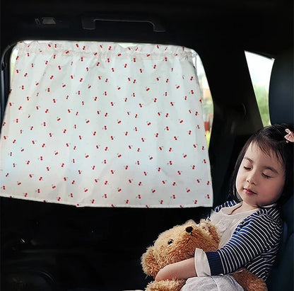 Car Window Sunshade Curtain - Cartoon Suction Cup UV Protection Kids