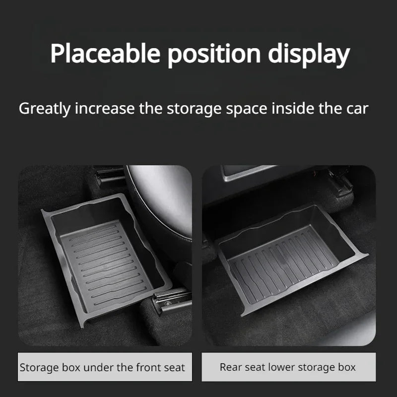 Tesla Model Y Under Seat Storage Box - Hidden Drawer Organizer 2021-2024