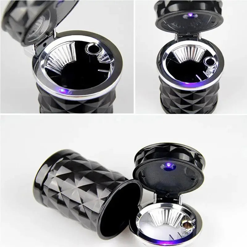 Car Cigarette Ashtray Cup with LED Light & Lid - Portable Detachable