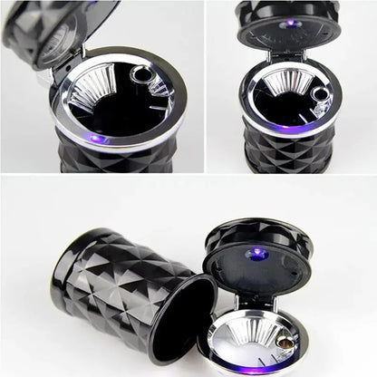 Car Cigarette Ashtray Cup with LED Light & Lid - Portable Detachable