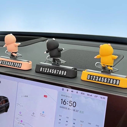 Car Dashboard Decoration - Skateboard Bear Magnetic Parking Plate