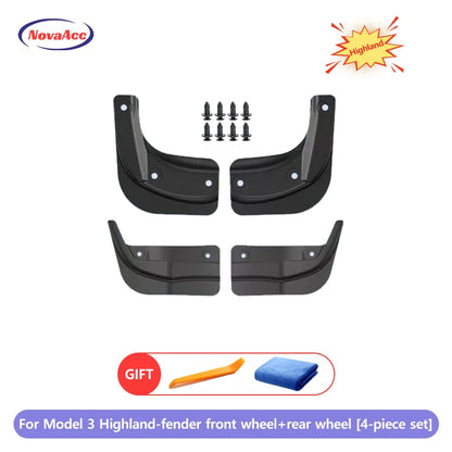 NovaAcc Tesla Mud Flaps - Model Y 2017-2024 & Model 3 Highland