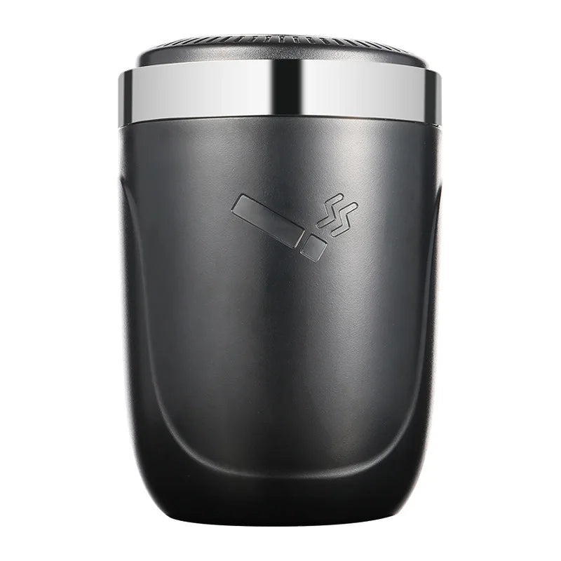 One-Click Car Ashtray with LED Light - Metal Lining & Splash Proof