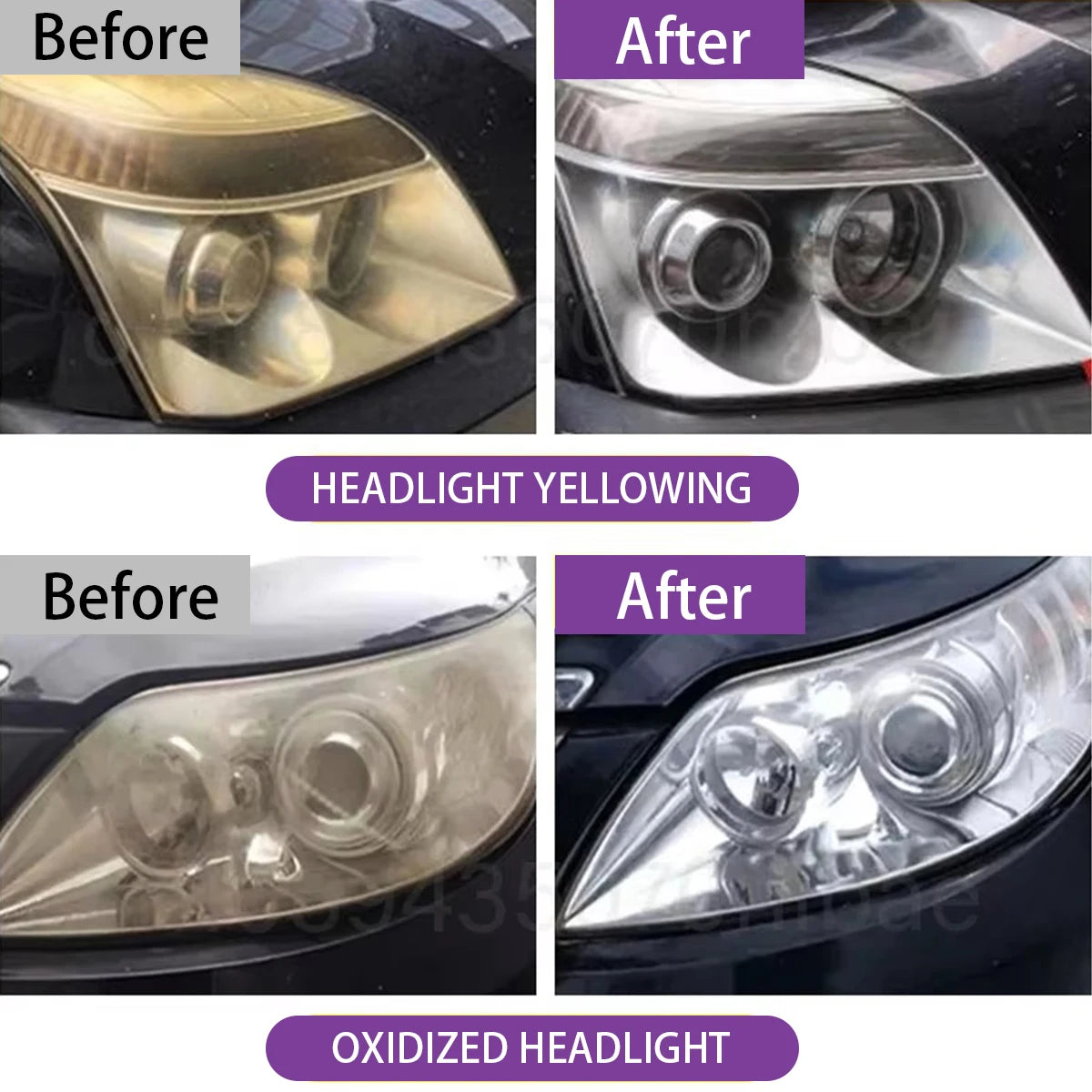Professional Headlight Restoration Kit - Remove Oxidation & Polish Headlamps