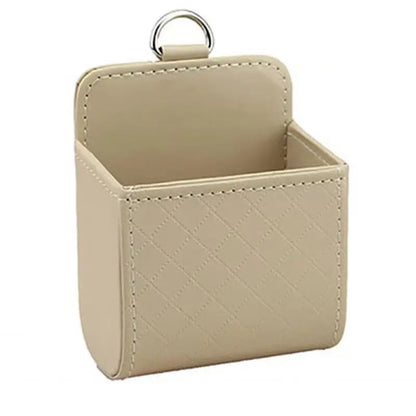 Car Air Vent Storage Bag - Leather Organizer for Phone Keys Sunglasses