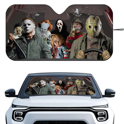 Horror Characters Car Sunshade - Foldable Windshield UV Protection